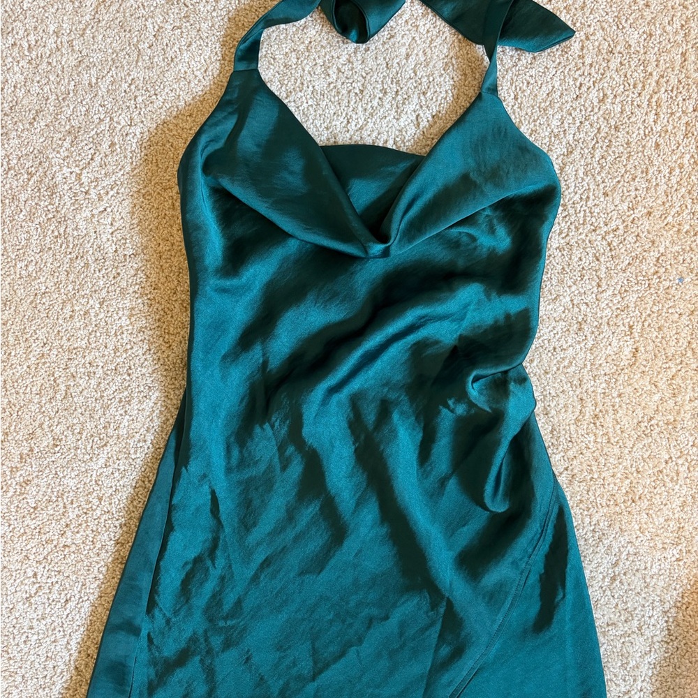 Emerald Green Halter Cowl Neck Women’s Dress